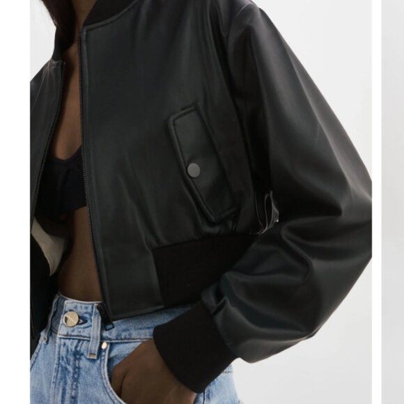 Lamarque $275 Evelin Faux Leather Cropped Bomber Jacket Sz XXS - Picture 13 of 13